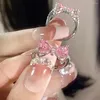 Cluster Ringen IPARAM Kpop Retro Gothic Roze Kristal Hart Metalen Ring Voor Vrouwen Meisjes Open Punk Geometrie Party Mode-sieraden