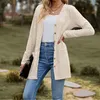 Doman's Knits Women Long Otwarte Przed Grochy Cardigan Sweater Sleeve Rękoty luźne luźne powłoka jesienna szczupła V szyja Kimono Buttwear