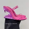 スリッパメタルストレンジヒールズ女性スライドファッションハイサマーサンダル大規模な靴女性34-44