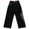 女子ジーンズジーンズJNCO Y2Kハラジュクメンズヒップホップグラフィックレトロブルーデニムゴスウエストズボン240304