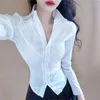 Women's Blouses Spicy Girl Style Pure Desire Sweet Jk Shirt Blouse Spring Autumn College Versatile Bow Tie White Student Uniform