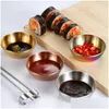 Bowls Stainless Steel Round Seasoning Dishes Connt Cups Sushi Dip Small Dish Bowl Saucers Mini Appetizer Plates Jn16 Drop Delivery H Dhth4