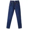 Pantaloni in denim Jeans autunno inverno per donna Vita alta Skinny caldo elastico spesso Velluto elasticizzato taglie forti 240227