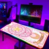 Tapis de souris rose Sailor Moon Gaming RGB, tapis de souris LED, dessin animé, accessoires de bureau, tapis de clavier, tapis de bureau pour Pc