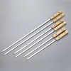 Sprayers 40/55/60cm Stainless Steel Bbq Skewers Sets Shish Kebab Barbecue Grill Stick with Bamboo Handle Outdoors Grill Needle