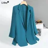 Roupas femininas sólido longo blazers fino primavera verão temperamento premium elegante casual moda escritório senhora formal cardigan 240226