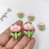 Charms 10pcs Cartoon Cute Pink Flowers Resin For Earring Lovely Pendant Accessory DIY Crafts Decor Jewelry Making C1316