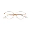 Optiska glasögon för män Kvinnor Retro Designer GMS-651TS Fashion Sheet Glasses Titanium Frame Detaljerad elasticitet Oval Style Anti-Blue Light Lens Plate with Box