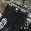 dw2345 DEP.Calças de brim dos homens de alta qualidade angustiado motocicleta motociclista jean rock magro rasgado buraco listra moda cobra bordado calças jeans