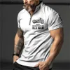 T-shirts pour hommes Vintage manches courtes hommes polos moto 3D impression revers fermeture éclair homme haut de haute qualité surdimensionné mâle chemise vêtements décontractés L240304