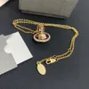 Diseñador de la marca de moda Collares pendientes Carta Viviane Gargantillas Joyería de lujo para mujer Collar de perlas de metal cjeweler Westwood para mujer Cadena 2612