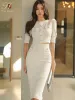 Pakken H Han Queen Hot Koop Lente Wit 2 Delige Set Vrouwen Korte Tops + Hoge Taille Kokerrokken Casual Eenvoudige Kantoor Dame Rok Pak