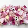 3D Artificial Flowerwall Panels Pink Peony Ivory Hot Red Pink Rose Green Plants Wedding Backdrop Runners Home Decor 2024304