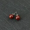 Stud Earrings Minimalist Natural Stone Round Beads Stund 1cm Agate Beaded Earring For Women Girls Ear Jewelry