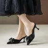 yaz yeni sivri tek ayakkabı kadın düşük topuklu yüksek topuklu ince topuklu kadın sandalet moda bowknot sandal