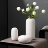 Vases Modern White Ceramic Vase Dried Flower Arrangement Home Livingroom Desktop Furnishings Decoration Coffee Table Ornaments Crafts