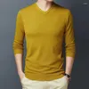 Herrenpullover V-Neck Pullover Dünnschnitt Linie Kleidung Freizeitbinder gestrickt Feste Farbe