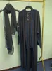 2-teiliges Abaya-Set für Damen, Dubai, Ramadan, muslimische offene Strickjacke mit Nähten, Hijab-Gürtel-Design, islamische Türkei-Kleidung 240219