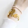 Big Bracelets الاسم المخصص سوار المجوهرات الفولاذ المقاوم للصدأ سوار للنساء للنساء هدية الذهب أساور الكفة 240301