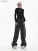 Женские джинсы Женские джинсы с боковой молнией и широкими штанинами в винтажном стиле с разрезом Женские свободные прямые дизайнерские нишевые уличные брюки Y2k Модная одежда с талией 240304