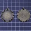 Pendentifs Colliers Bronze Tone Pendentifs Fleur Dentelle Pour 25mm Cameo Cabochon Base Lunette Réglage Rond Blanc Charme Bijoux DIY Trouver 37mm