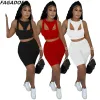 Uppsättningar Fagadoer Casual Solid Color Ribber Tvådelar Set Women Sleeveless Crop Top och Biker Shorts Tracksuits Female Sport 2st Fitfit