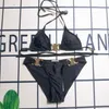 Bikini badpak ontwerper Bikinis zwempak vrouw metalen tweedelige brief zwemkleding badmode strand dames roze