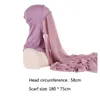 180x75 cm Instant Chiffon Hijab Muslim inre pannband Kvinnor Cap Bonnet Långt sjal med Jersey underscarf Neck Cover Headwrap Hatt