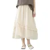 Skirts Ladies Sweet Double Layer Lace Skirt Flowing Fine A Line High Waisted Jean With Pockets Linen Bed