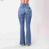 Damenjeans P-ra Modemarke Design von Jeanshosen neuer Stil korrekte schlichte und weiße Stretch-Business-Jeans, die neueste 240304
