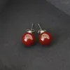 Orecchini a bottone Perline rotonde in pietra naturale minimalista Stund 1 cm Orecchino con perline di agata per gioielli per orecchie da donna