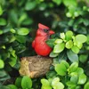 Trädgårdsdekorationer nyckfulla utomhusröda fågelstatyer Simulerade hartsskulptur för uteplats gårds gräsklippare bakgård