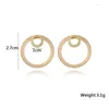 Stud Earrings Trend Front And Back Double Circle For Women Jewelry Simple Gold Color Alloy Round Ear Wholesale