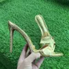 Sexy High Female 12cm Slide Heels Super Women Snake Print Sequined Cloth Large Size Ladies Casual Shoes Summer Slippers 240228 278