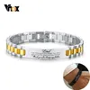 Vnox personalizar para o pai pulseiras para homens brilhante aço inoxidável link corrente gravar obrigado citações casual qualificado jóias masculinas 240301