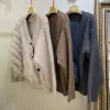 Futra kobiety Sprężyna specjalna po przekątnej przycisk jednej strony prawdziwy lis futra dekoracja Knitowanie jesienne khaki szary płaszcz sweter