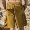 Shorts pour hommes Mode décontractée Patchwork Poches Cargo Hommes Vêtements Tendance d'été Pantalon imprimé 2024 Pantalon boutonné à taille moyenne