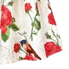 Gonne 2024 Coreano Vintage Donne Eleganti Red Rose Uccelli Ricamati A Vita Alta Lunga Jacquard Gonna Midi Primavera Vestito Su Misura