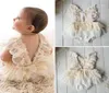 Baby Girls Rompers Nowonarodzony lato jesienny koronkowy kwiat bez pleców Romper Księżniczka Elegancka kombinezon tutu sukienka Onepieces Sfits12356477