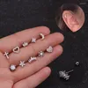 Orecchini a bottone 1 pezzo color argento CZ orecchino di cartilagine in acciaio inossidabile cuore luna piccola conchiglia gioielli piercing al trago