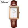 holdone Genuine Leather Belt Womens Thin Waterproof Fashionable and Simple Three Needle Small Square Fashion Quartz Watch