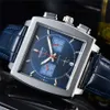 14% korting Watch Watch Zeppeli voor heren heren alle wijzerplaten werk kwarts top luxe chronograaf klokvierkant shell lederen strap montre