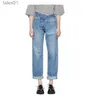 Jeans da donna Jeans Stars BF Boyfriend R13 jeans larghi con bordi obliqui e pantaloni dritti blu 240304