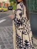 Abito da donna con stampa vintage maxi abiti 2023 estate con scollo a V manica lunga pieghettata abiti lunghi femminile Boho Beach abito camicia abito casual