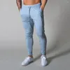 Herrbyxor män som kör svartblå smala mager leggings joggar streetwear casual sportbyxor tränar träning fitness tröjor