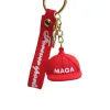 12 stijlen Macaron Cartoon Trump Cap Sleutelhanger Leuke auto-accessoires Rubber sleutelhangers 0304