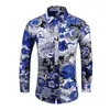 Men's Casual Shirts 2024 Spring And Autumn Long Sleeved Large Lapel Shirt For Thin Floral