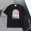 Homens camisetas Designer Tees Rainbow Cogumelo Carta Imprimir Manga Curta Tops Algodão Solto Homens Mulheres Camisa Tamanho Asiático 99 *