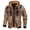 Men's Hoodies Spring Autumn Winter Thick Large Checker Printed Hooded Coat Raincoat Cost For Men Big And Tall Coats