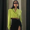 Ensemble deux pièces Blazer décontracté pour femmes, tenues d'automne, noir, ensembles assortis avec jupe et Blazer, haut court, nouvelle collection 2022